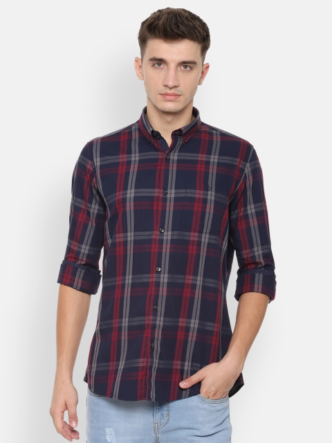 

Van Heusen Sport Men Navy Blue & Red Slim Fit Checked Casual Shirt