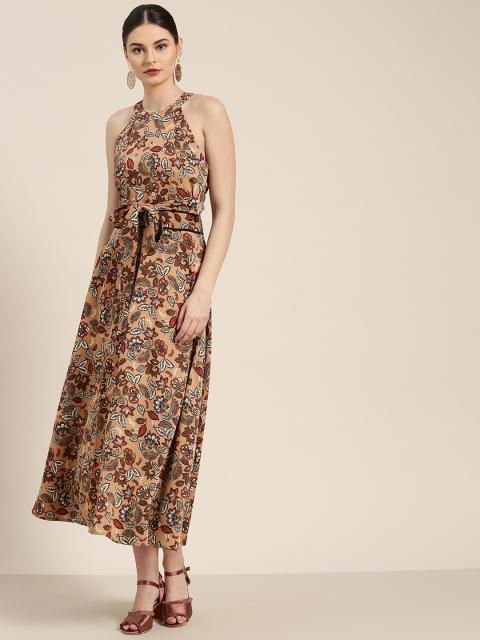 

WoowZerz Women Beige & Brown Printed Maxi Dress