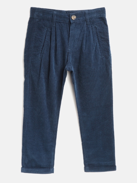 

United Colors of Benetton Boys Navy Blue Regular Fit Solid Corduroy Trousers