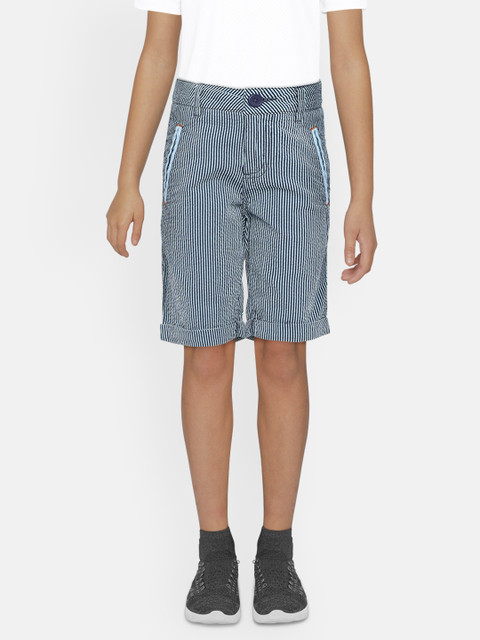 

United Colors of Benetton Boys Blue & White Striped Regular Fit Regular Shorts
