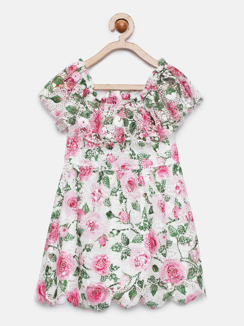 

United Colors of Benetton Girls Multicoloured Printed A-Line Dress, Multi