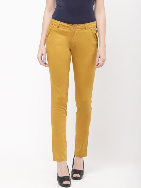 

urSense Women Mustard Yellow Regular Fit Solid Trousers