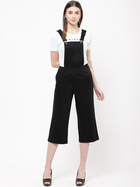 

urSense Women Black Solid 3/4th Dungarees
