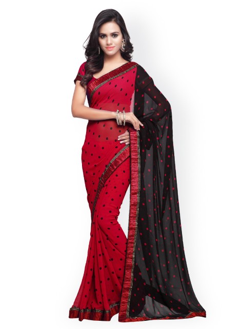

Mirchi Fashion Red Georgette Printed Saree