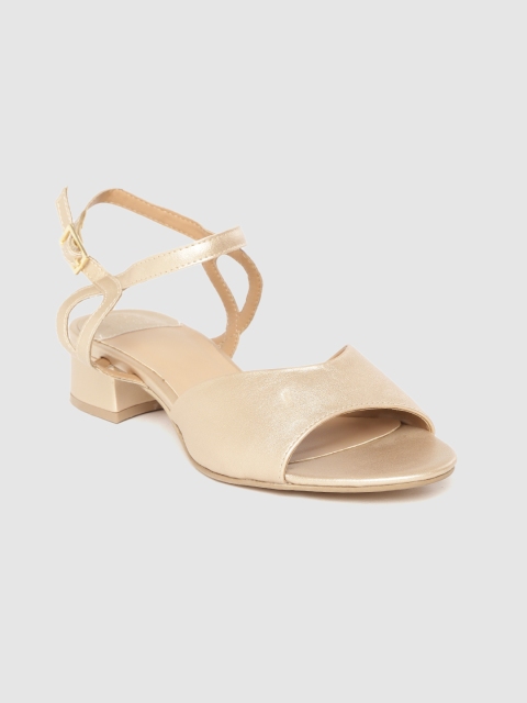 

her by invictus Women Gold-Toned Solid Block Heels