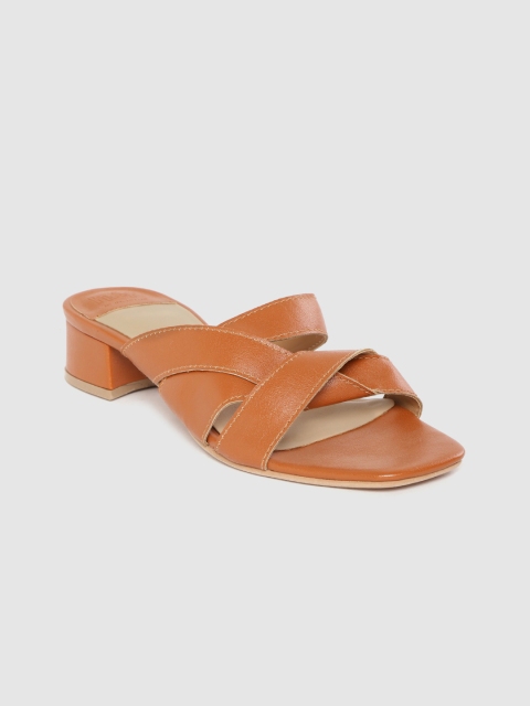 

her by invictus Women Tan Brown Solid Block Heels