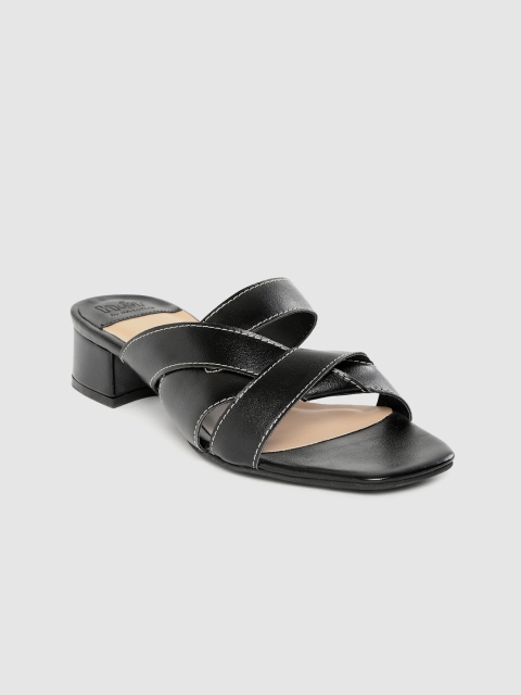 Women Black Solid Block Heels