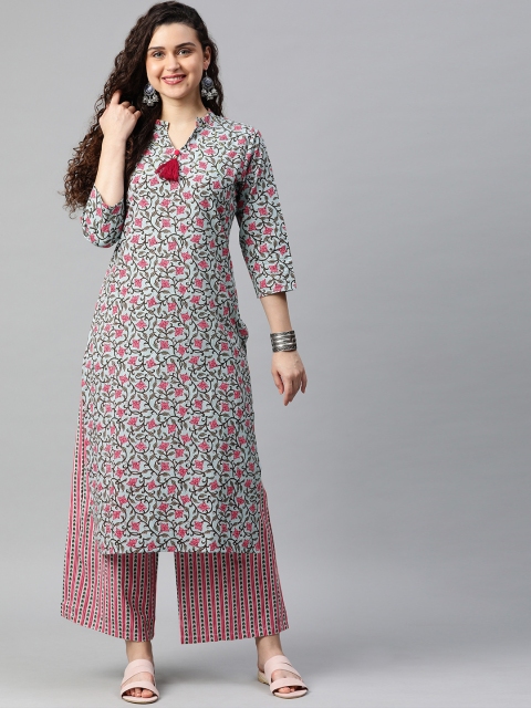 

Alena Women Grey Printed Kurta with Palazzos