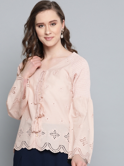 

VividArtsy Women Dusty Pink Embroidered Top