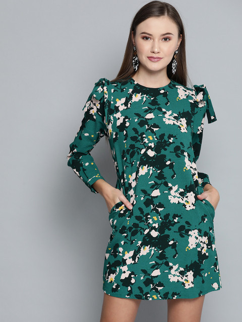 

VividArtsy Women Green & Black Printed Shift Dress