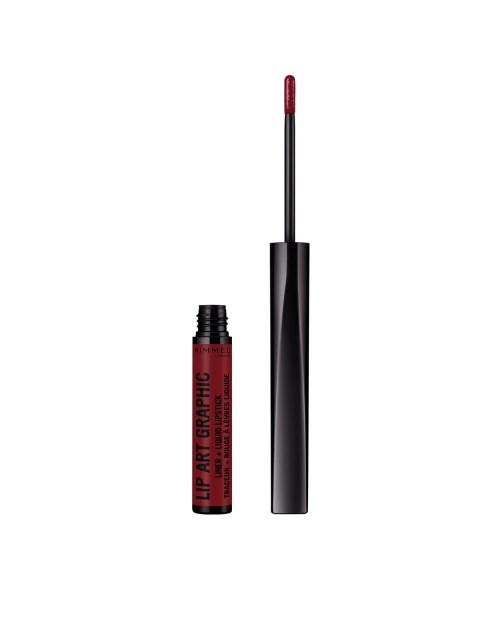 

RIMMEL 810 Be Free London Lip Art Graphic 2-In-1 Liquid Lipstick and Lip Liner 1.8 ml, Red