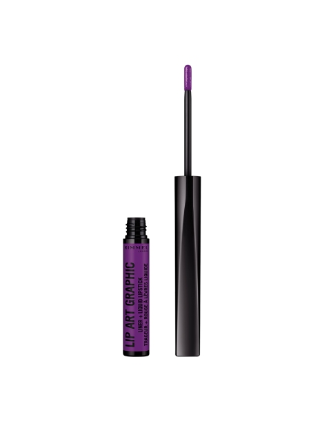 

RIMMEL London 875 Master Piece Lip Art Graphic 2-In-1 Liquid Lipstick and Lip Liner 1.8ml, Purple