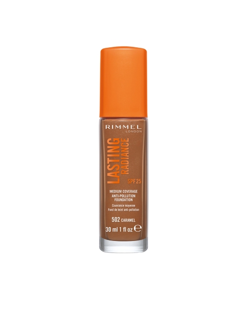 

RIMMEL London 502 Caramel Lasting Radiance SPF 25 Anti-Pollution Foundation 30 ml, Brown