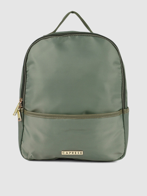 

Caprese Women Olive Green Solid Backpack