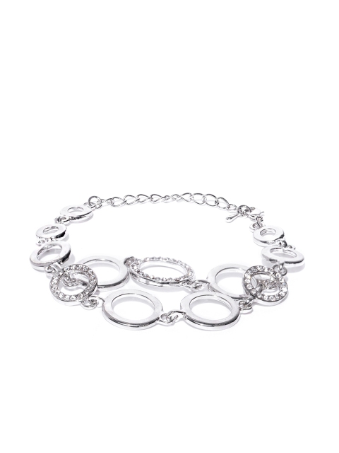 

Jewels Galaxy Silver-Plated Stone-Studded Circular Link Bracelet