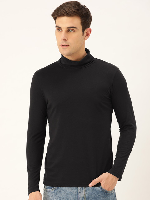 

Seven Rocks Men Black Solid Turtle Neck T-shirt