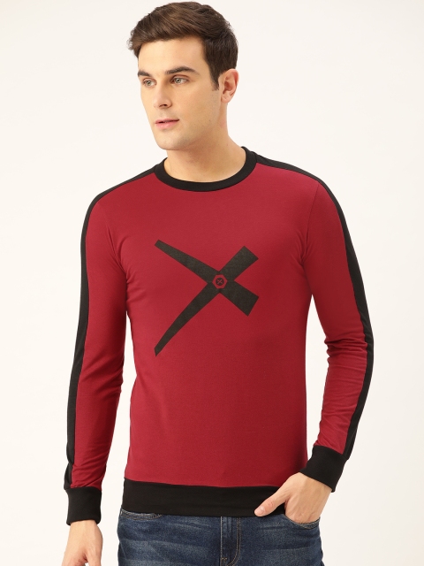 

Seven Rocks Men Red & Black Printed Round Neck T-shirt