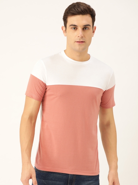 

Seven Rocks Men Pink & White Colourblocked Round Neck T-shirt