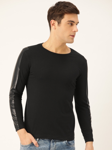 

Seven Rocks Men Black Solid Round Neck T-shirt