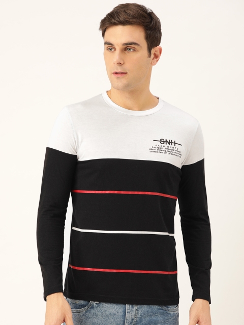 

Seven Rocks Men Black & White Colourblocked Round Neck T-shirt