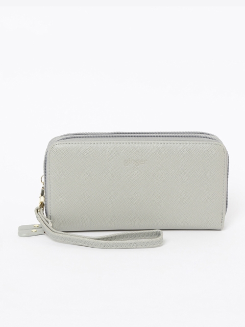 

Ginger by Lifestyle Women Grey Textured Zip Around Wallet