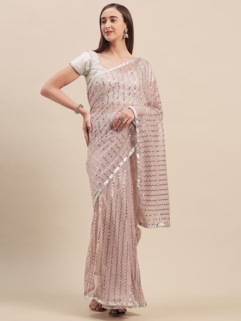 

Tikhi Imli Pink Embellished Poly Crepe Saree