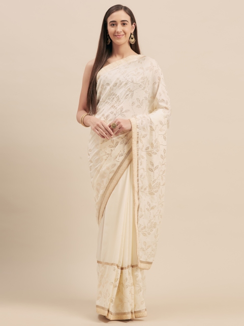 

Tikhi Imli Off-White & Gold-Coloured Art Silk Embellished Saree