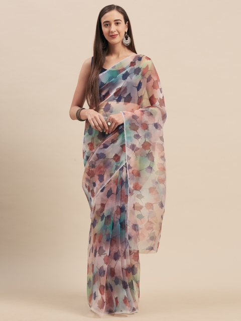 

Tikhi Imli Multicoloured Printed Organza Saree, Multi