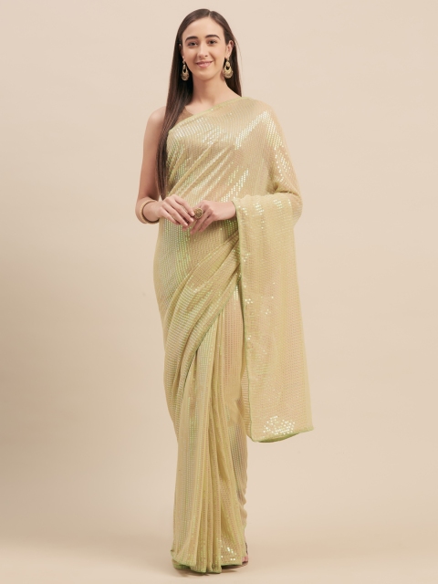 

Tikhi Imli Green Embellished Poly Georgette Saree