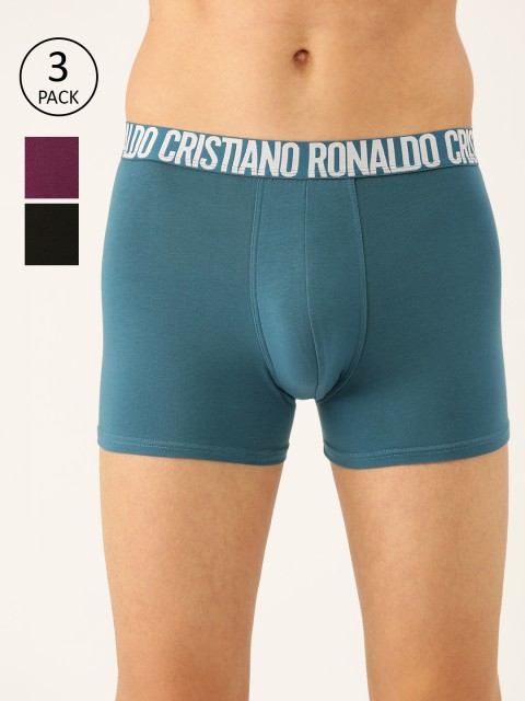 

CR7 Cristiano Ronaldo Men Pack of 3 Solid Trunks 8100-49-649, Teal