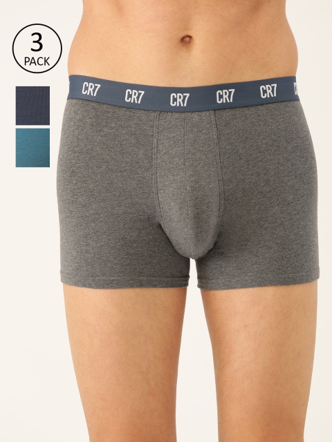 

CR7 Cristiano Ronaldo Men Pack of 3 Solid Trunks 8100-49-647, Teal