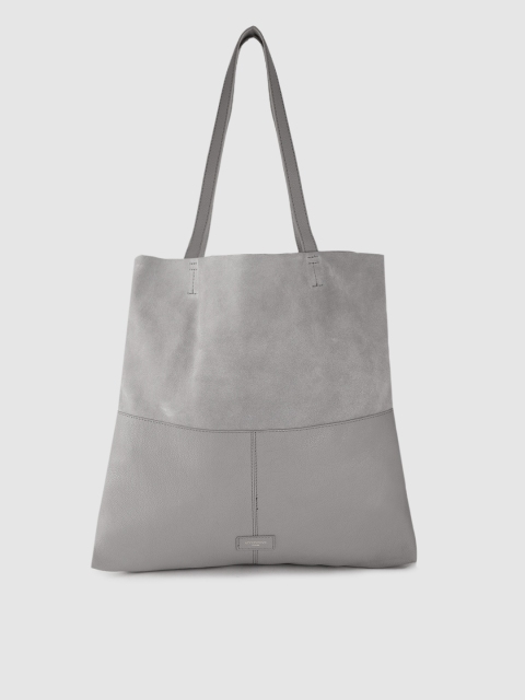 

Accessorize Grey Solid Leather Tote Bag