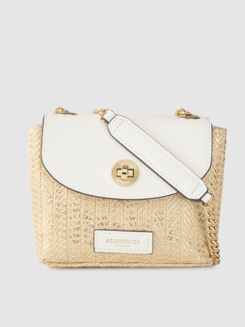 

Accessorize White & Beige Basket Weave Pattern Sling Bag