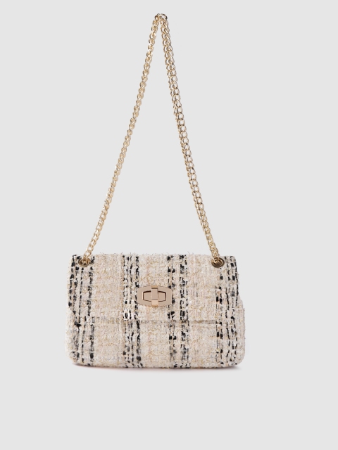 

Accessorize Off-White & Black Self Design Shoulder Bag, Beige