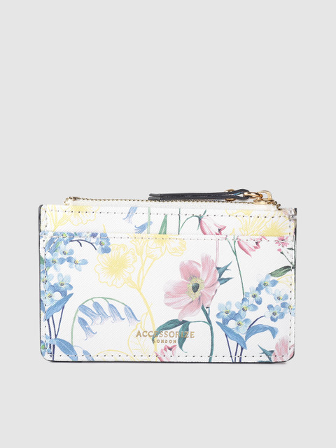 

Accessorize Women White & Navy Blue Printed Card Holder