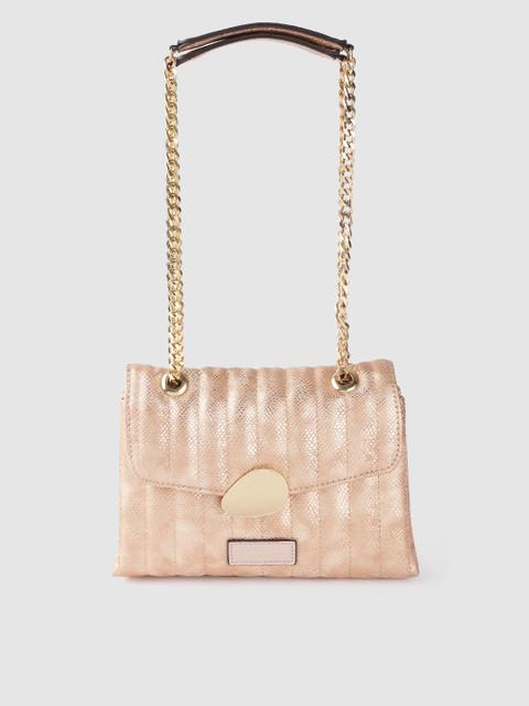 

Accessorize Rose Gold-Toned Textured Quilted Shoulder Bag