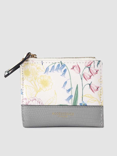 

Accessorize Women White & Grey Printed Two Fold Wallet