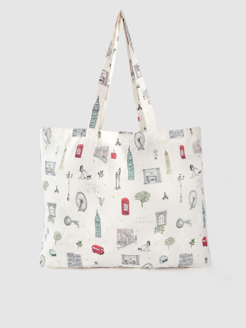

Accessorize Off-White Printed Tote Bag