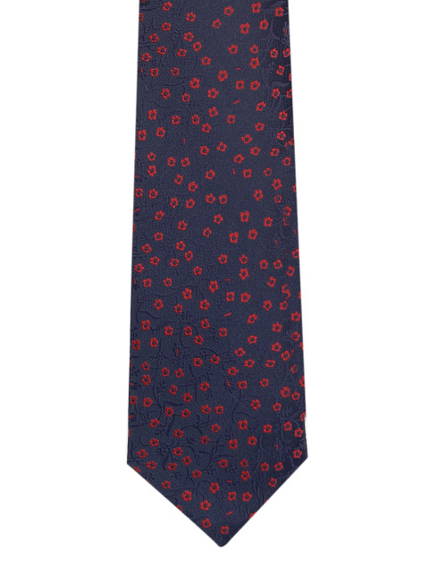 

Louis Philippe Navy Blue & Red Woven Design Broad Tie