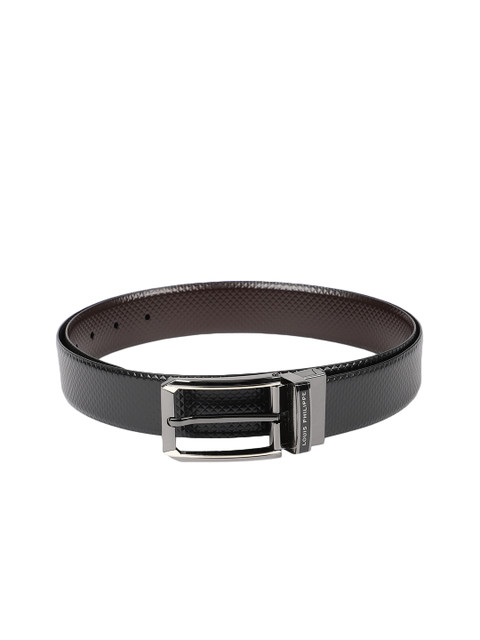 

Louis Philippe Men Black & Brown Textured Reversible Leather Belt