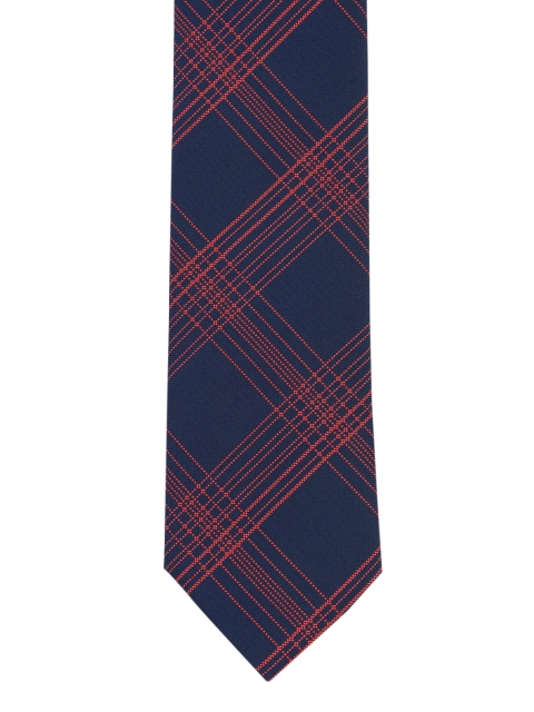 

Louis Philippe Navy Blue & Red Woven Design Broad Tie