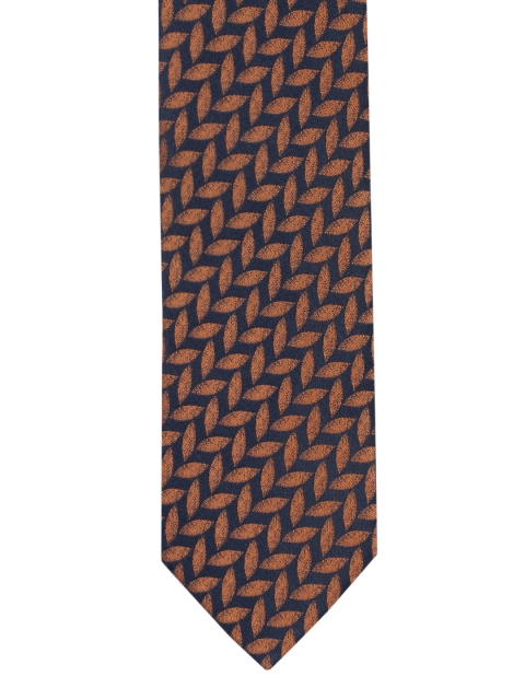 

Louis Philippe Orange & Navy Blue Woven Design Broad Tie