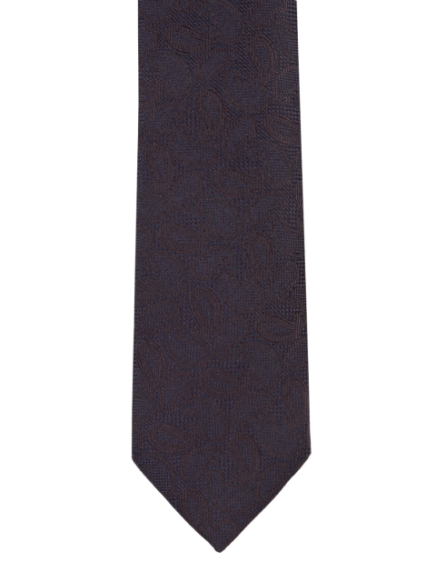 

Louis Philippe Navy Blue & Brown Woven Design Broad Tie