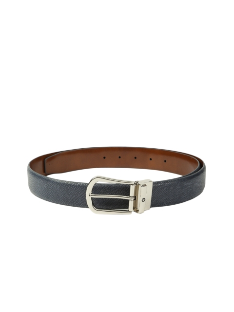 

Louis Philippe Men Navy Blue Textured Reversible Leather Belt