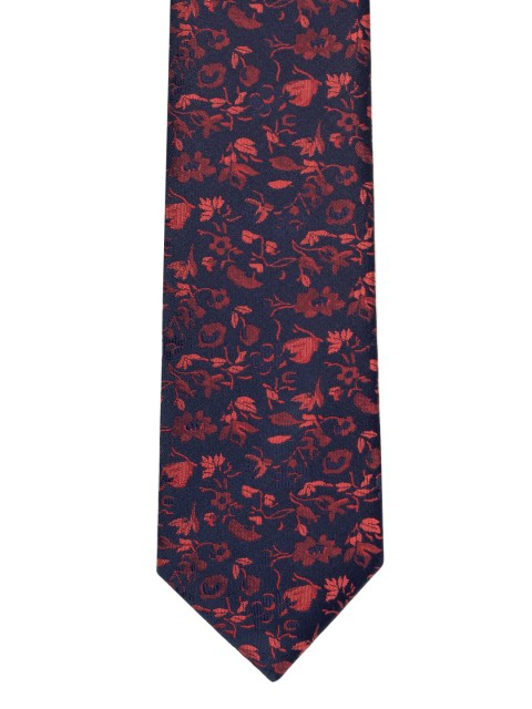 

Louis Philippe Navy Blue & Red Woven Design Broad Tie