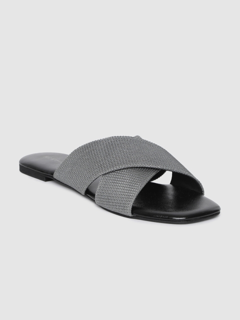 

Mast & Harbour Women Grey Solid Open Toe Flats