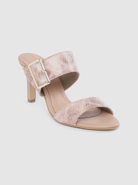 

DressBerry Women Peach-Coloured Snakeskin Print Slim Heels