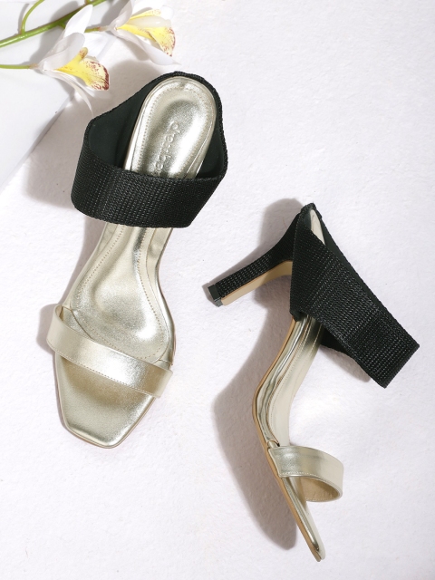 

DressBerry Women Gold-Toned & Black Colourblocked Slim Heels