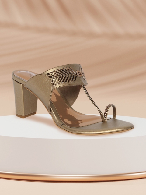 

Anouk Women Gold-Toned Solid Block Heels