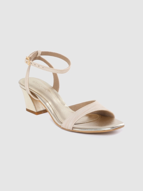 

DressBerry Women Beige Textured Block Heels